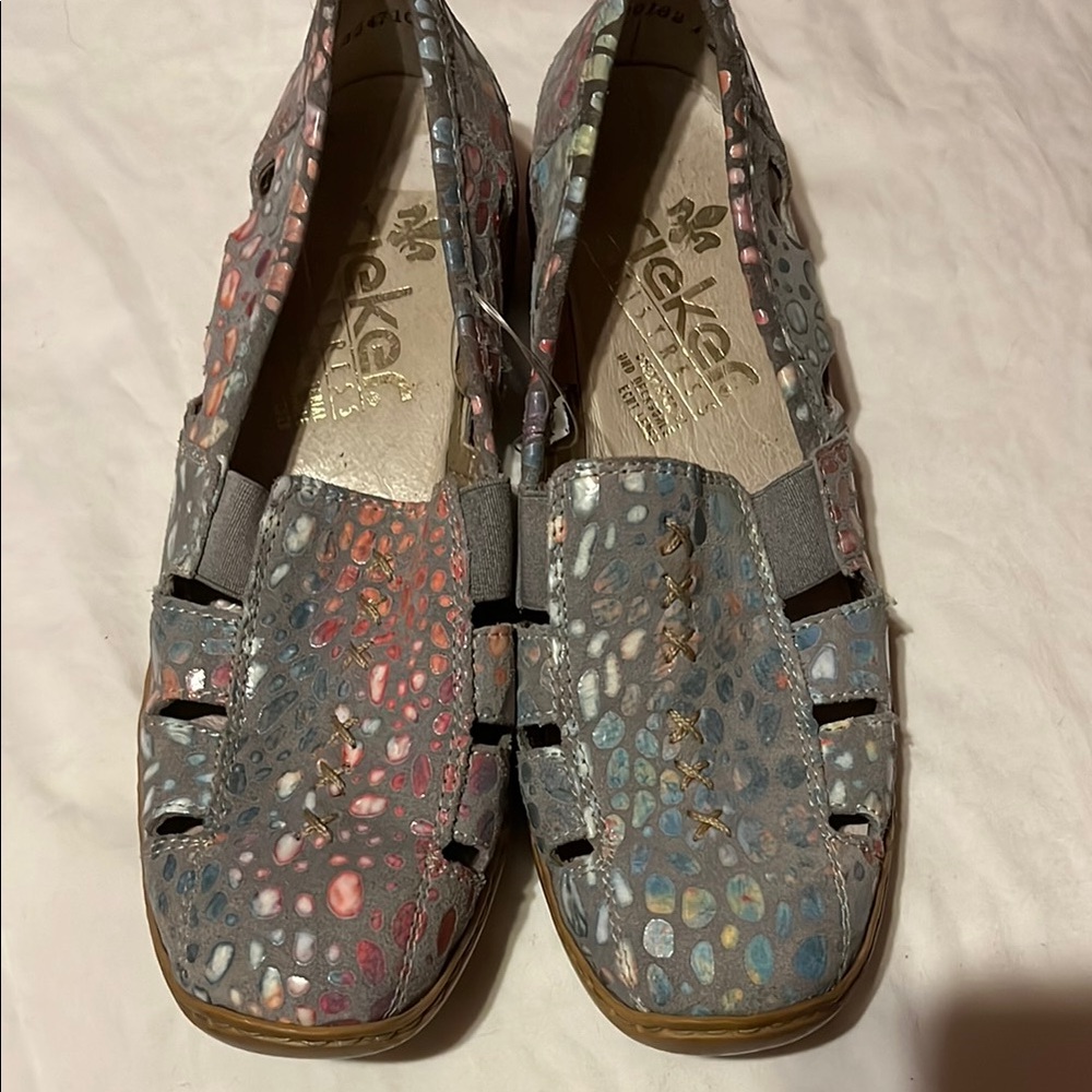 Rieker Blue and Pink Flats with Artistic Ventilation